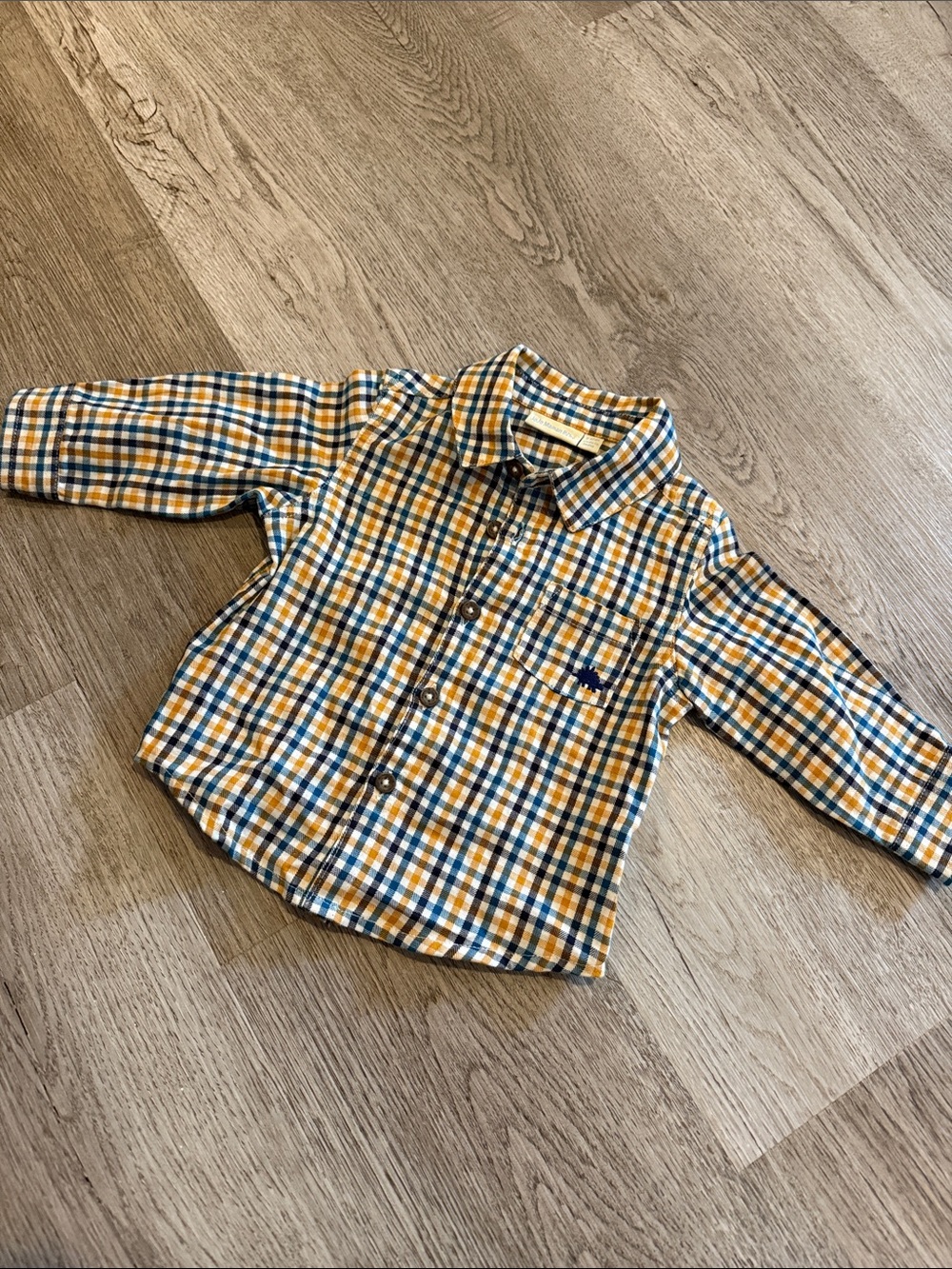 JoJo Maman Bebe Yellow and Blue Plaid Button-Down Shirt